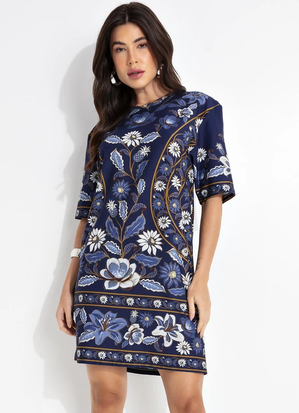 Farm - Vestido T-Shirt Basico Marcelle Azul