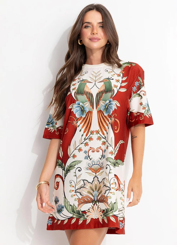 Farm - Vestido T-Shirt Básico Milena Bege