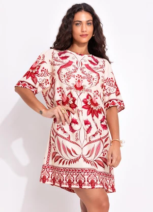 Farm - Vestido T-Shirt Básico Nina Bege - FARM