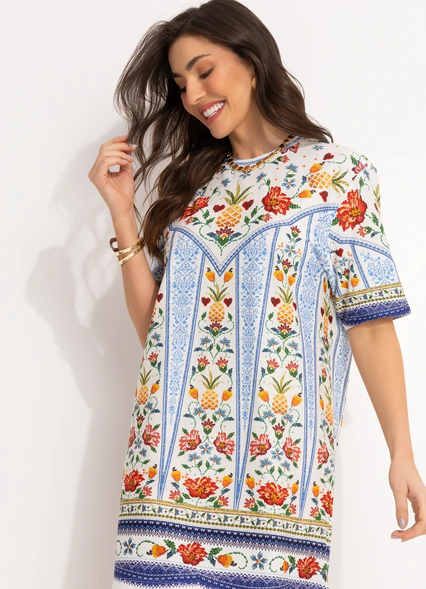 Farm - Vestido T-Shirt Básico Off White 7