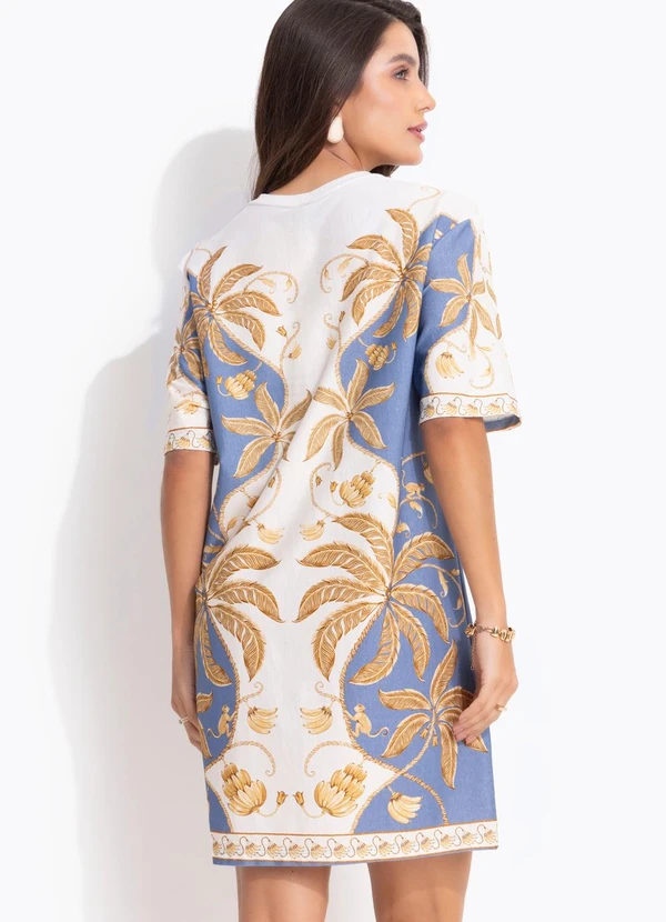 Farm - Vestido T-Shirt Básico Ourinho Tropical Azul 2
