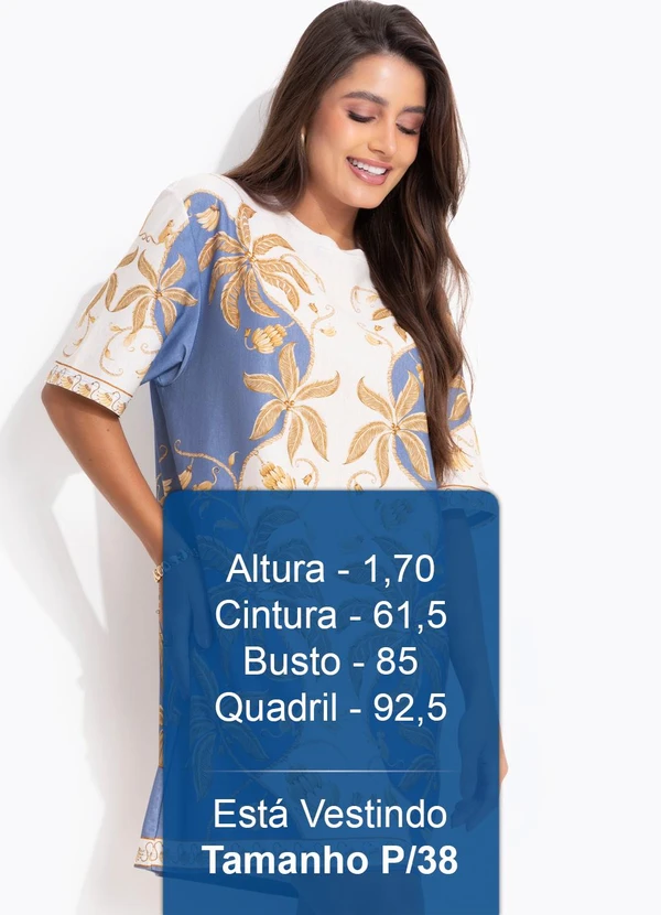 Farm - Vestido T-Shirt Básico Ourinho Tropical Azul 5