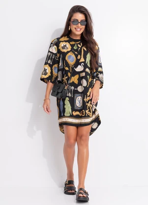 Farm - Vestido T-Shirt Bibelo Preto - FARM