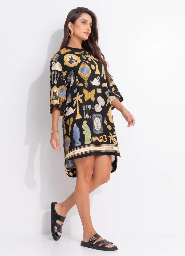 Farm - Vestido T-Shirt Bibelo Preto 3