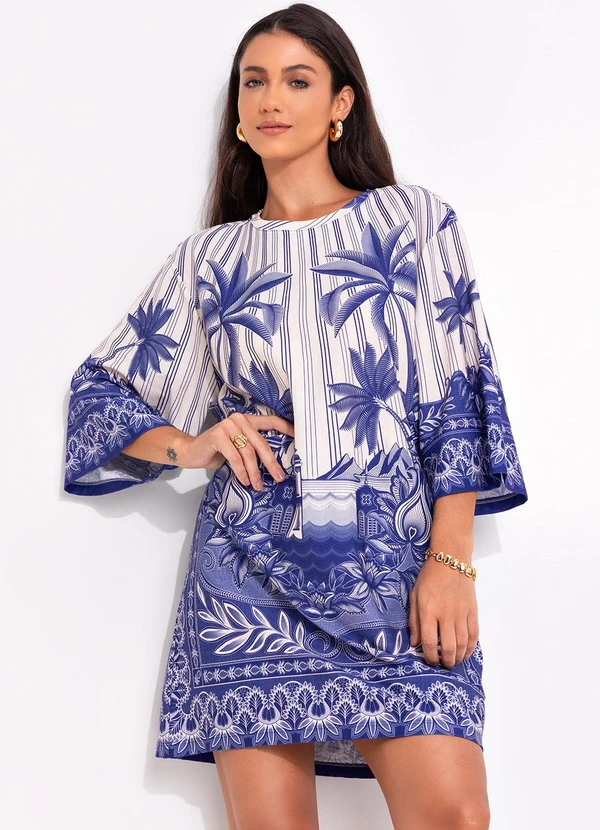 Farm - Vestido T-Shirt Big Afeto Tropical Azul 3