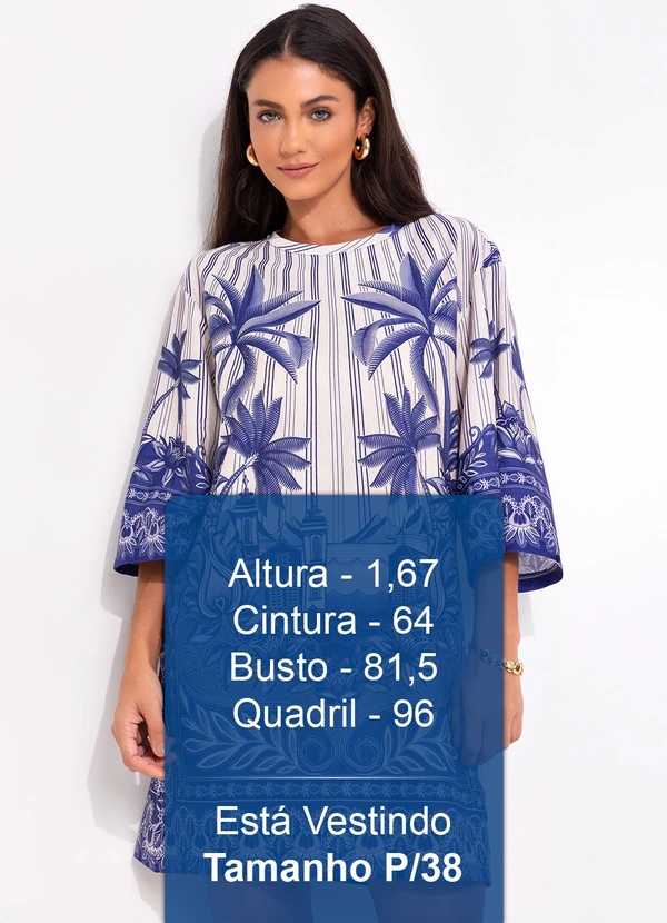 Farm - Vestido T-Shirt Big Afeto Tropical Azul 5