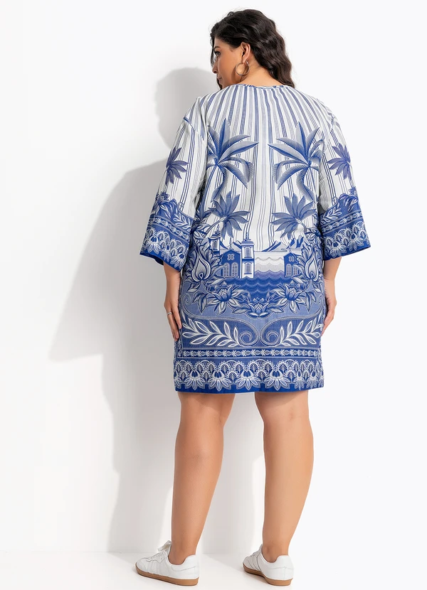 Farm - Vestido T-Shirt Big Afeto Tropical Azul 7