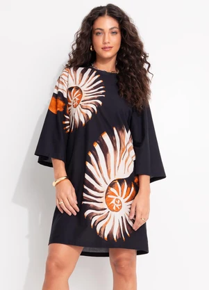 Farm - Vestido T-Shirt Big Amonita Preto - FARM