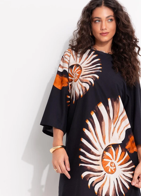 Farm - Vestido T-Shirt Big Amonita Preto 7