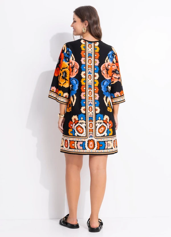 Farm - Vestido T-Shirt Big Antuerpia Lenço Preto 2