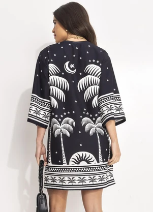 Farm - Vestido T-Shirt Big Coqueiral Preto - FARM