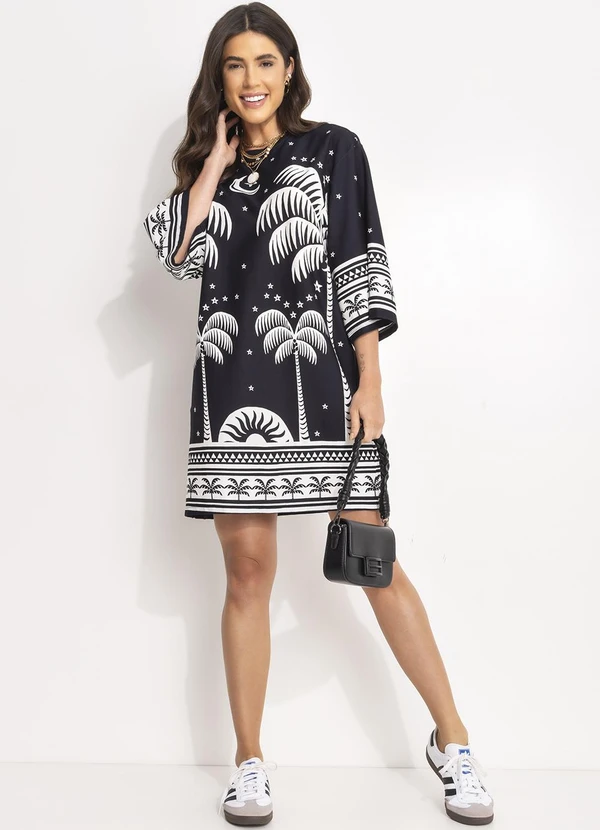 Farm - Vestido T-Shirt Big Coqueiral Preto 3