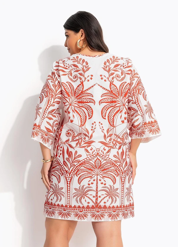 Farm - Vestido T-Shirt Big Coqueiro de Flor Vermelho 8