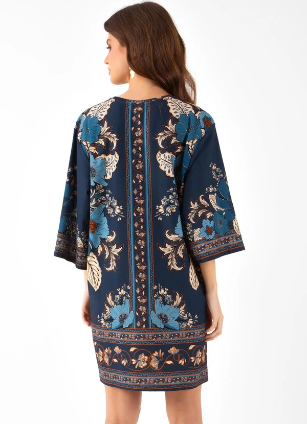 Farm - Vestido T-Shirt Big Dalia Azul 2