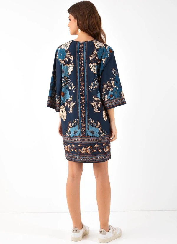 Farm - Vestido T-Shirt Big Dalia Azul 4