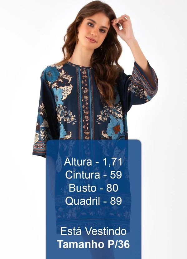 Farm - Vestido T-Shirt Big Dalia Azul 5