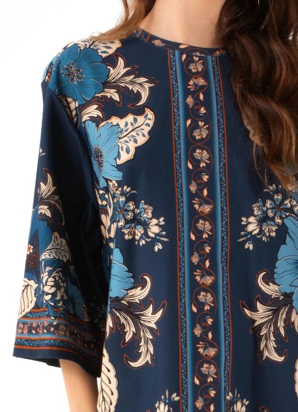 Farm - Vestido T-Shirt Big Dalia Azul 6