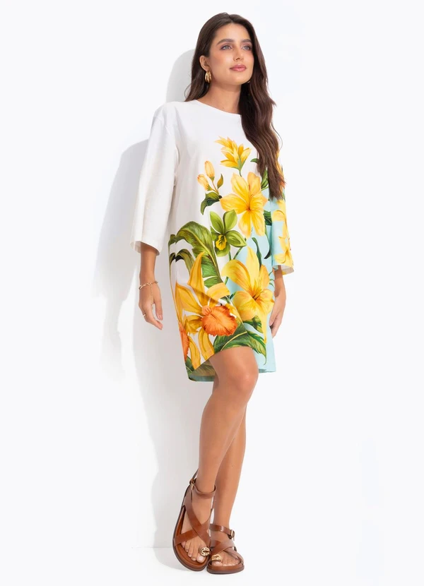 Farm - Vestido T-Shirt Big Floral Samanta Azul 3