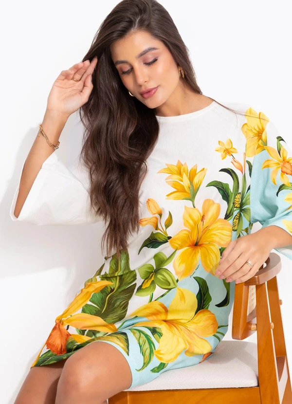 Farm - Vestido T-Shirt Big Floral Samanta Azul 5