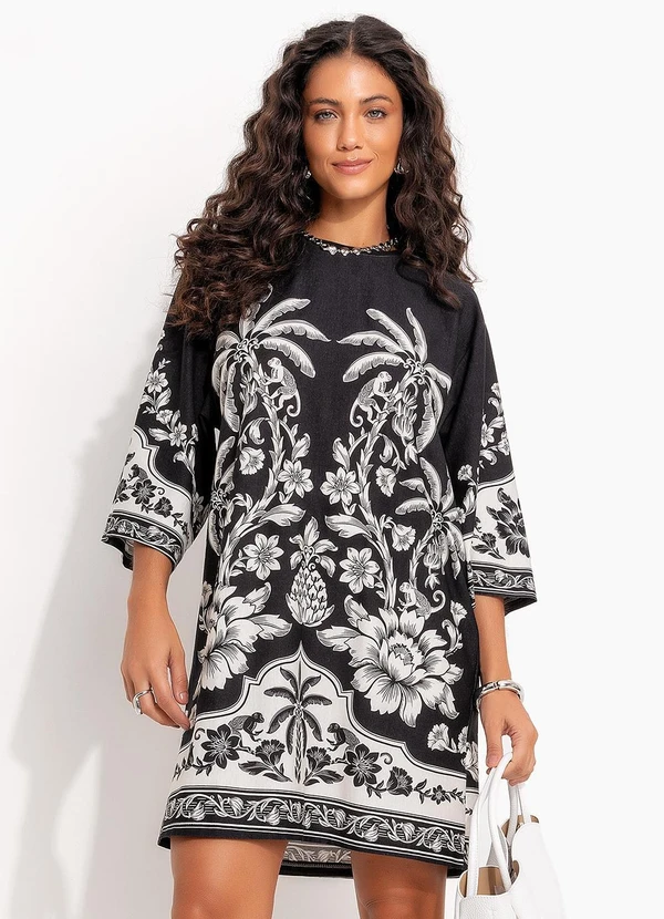 Farm - Vestido T-Shirt Big Guanacaste Preto 1