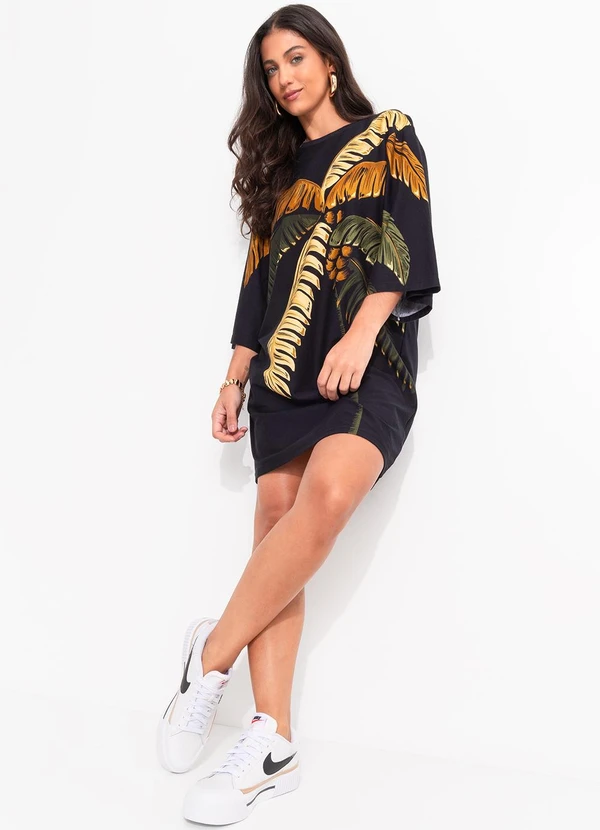 Farm - Vestido T-Shirt Big Itacaré Coqueiro Preto 6