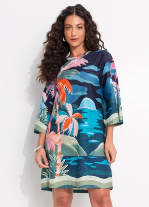 Farm - Vestido T-Shirt Big Luar Azul - FARM