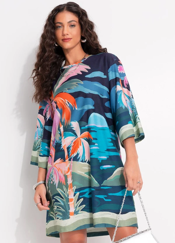 Farm - Vestido T-Shirt Big Luar Azul 4