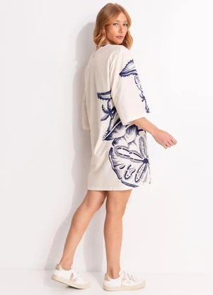 Farm - Vestido T-Shirt Big Mar de Estrelas Bege - FARM