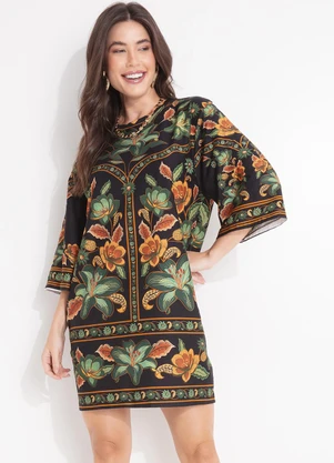 Farm Vestido T-Shirt Big Marcelle Preto