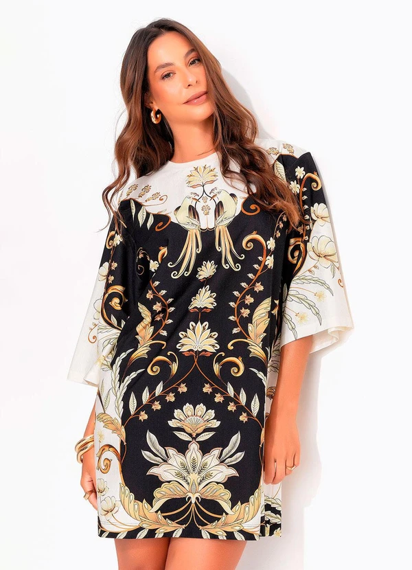 Farm - Vestido T-Shirt Big Milena Preto