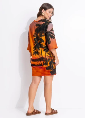 Farm - Vestido T-Shirt Big Mirante Laranja - FARM