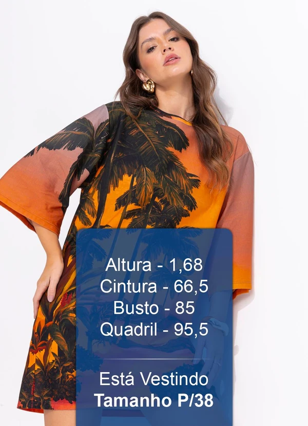 Farm - Vestido T-Shirt Big Mirante Laranja 5