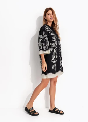 Farm - Vestido T-Shirt Big Patch Tropical Preto - FARM