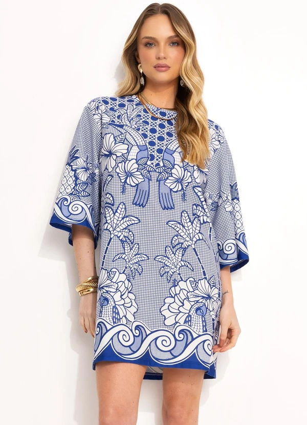 Farm - Vestido T-Shirt Big Refresco Azul