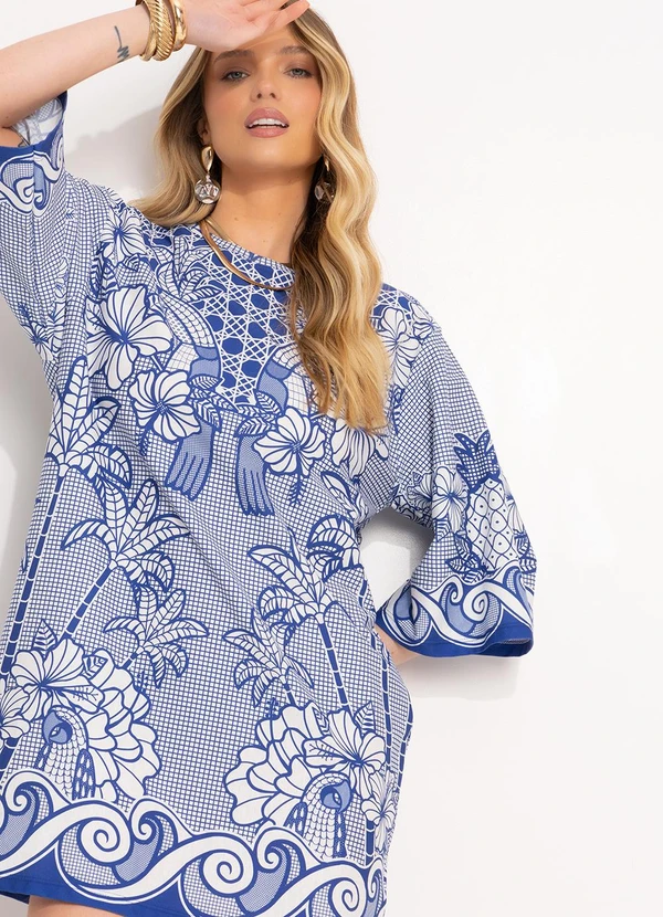 Farm - Vestido T-Shirt Big Refresco Azul 8