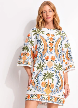 Farm - Vestido T-Shirt Big Tina Off White - FARM