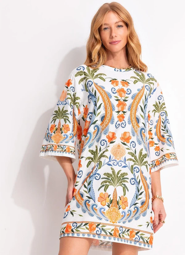 Farm - Vestido T-Shirt Big Tina Off White