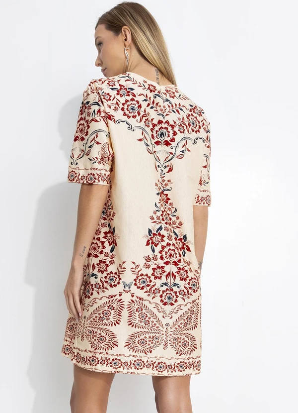 Farm - Vestido T-Shirt Borbolina Bege 2