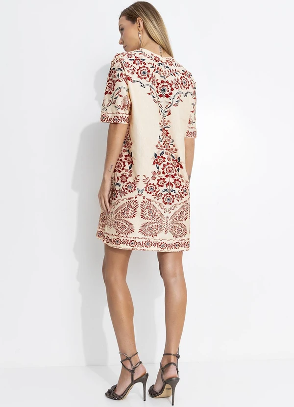 Farm - Vestido T-Shirt Borbolina Bege 4