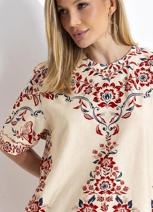 Farm - Vestido T-Shirt Borbolina Bege 7