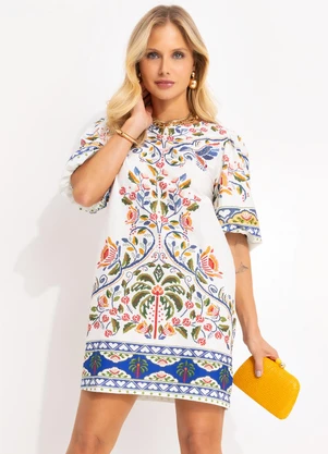 Farm - Vestido T-Shirt Bufante Sonho Guarana Off White - FARM