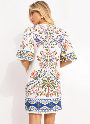 Farm - Vestido T-Shirt Bufante Sonho Guarana Off White - FARM