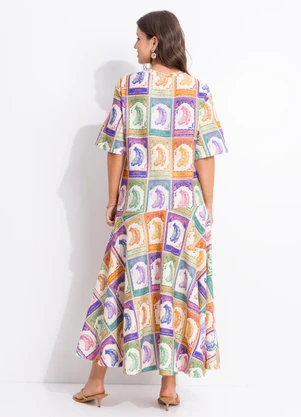 Farm - Vestido T-Shirt Cropped Banana Selo Bege - FARM