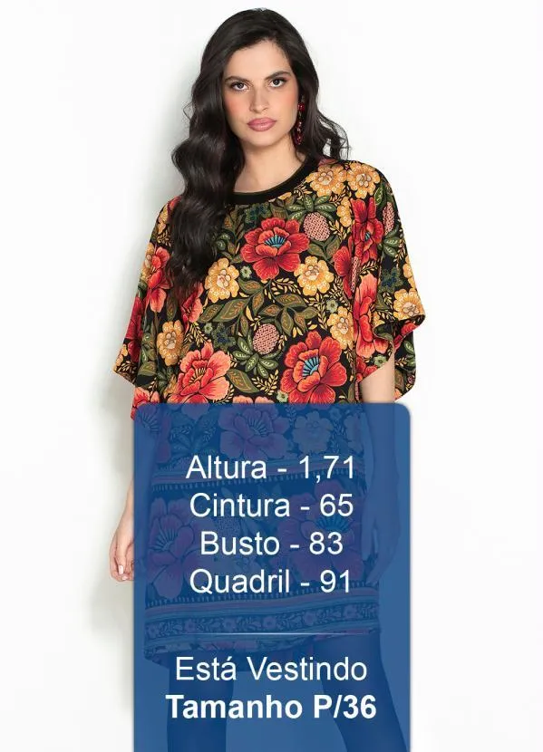 Farm - Vestido T-Shirt de Viscose Floral Heloisa Preto 5