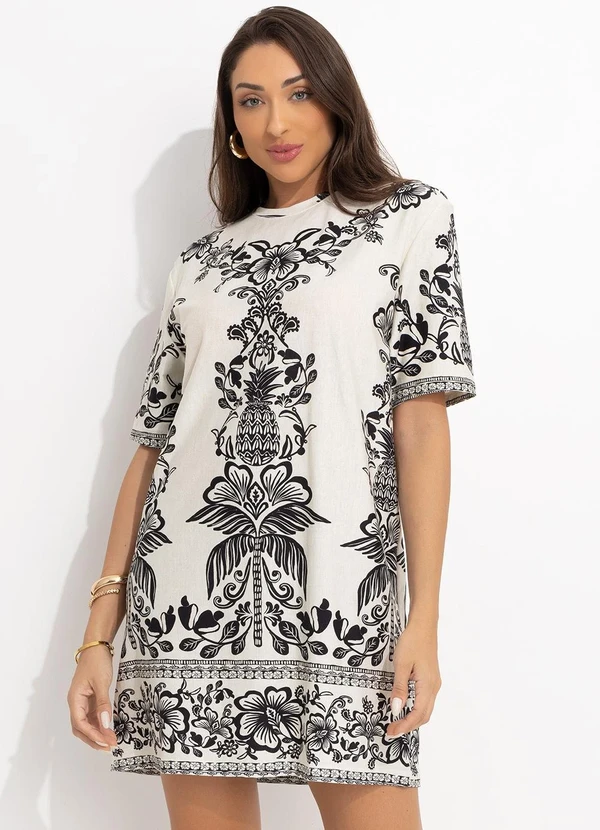 Farm - Vestido T-Shirt Doce Caminho Off White 4