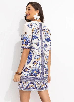 Farm - Vestido T-Shirt Encanto Tropical Azul - FARM