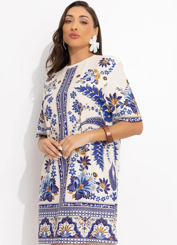 Farm - Vestido T-Shirt Encanto Tropical Azul 4