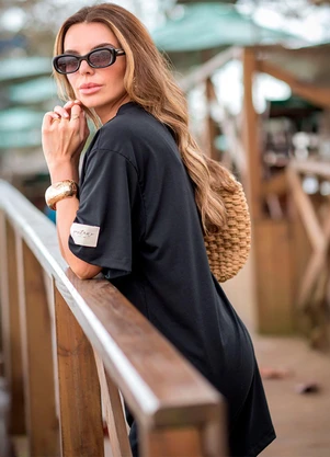Hiatto Confecção - Vestido T-Shirt Feminino Preto - HIATTO CONFECÇÃO