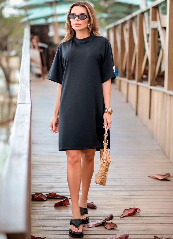 Hiatto Confecção - Vestido T-Shirt Feminino Preto 3
