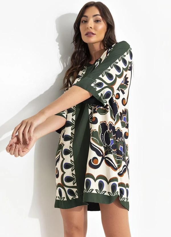 Farm Vestido T-Shirt Floral Arabesque Verde